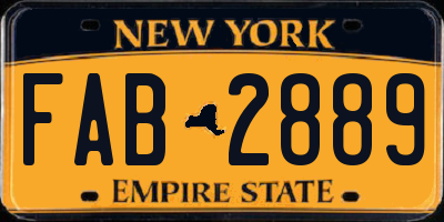 NY license plate FAB2889