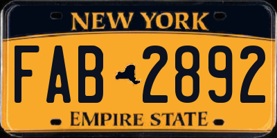 NY license plate FAB2892