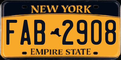 NY license plate FAB2908