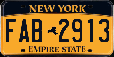 NY license plate FAB2913