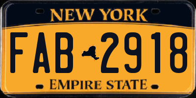 NY license plate FAB2918
