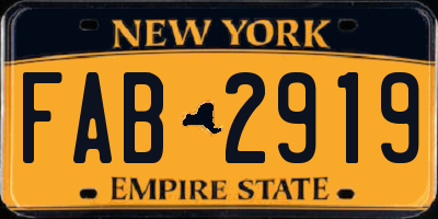 NY license plate FAB2919