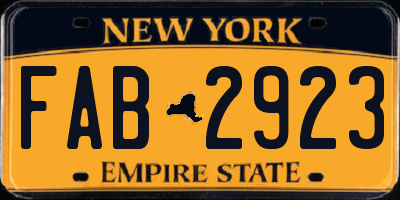 NY license plate FAB2923
