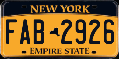 NY license plate FAB2926
