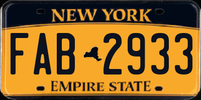 NY license plate FAB2933