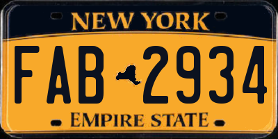 NY license plate FAB2934