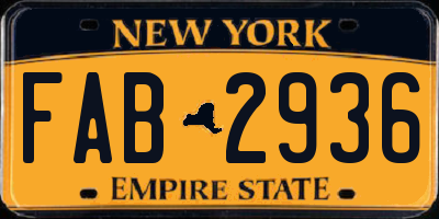 NY license plate FAB2936