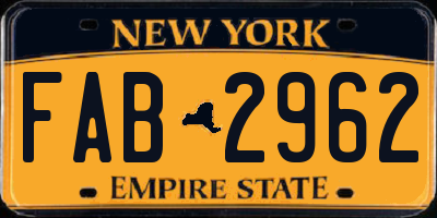 NY license plate FAB2962