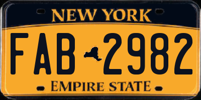 NY license plate FAB2982