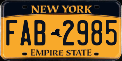 NY license plate FAB2985