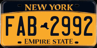 NY license plate FAB2992