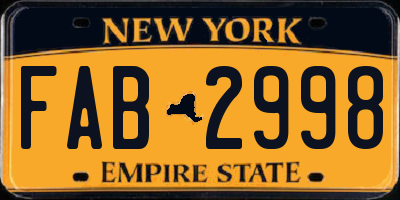 NY license plate FAB2998