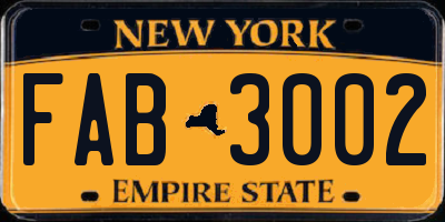 NY license plate FAB3002