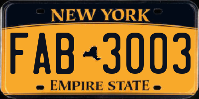 NY license plate FAB3003