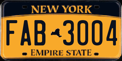 NY license plate FAB3004