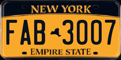 NY license plate FAB3007