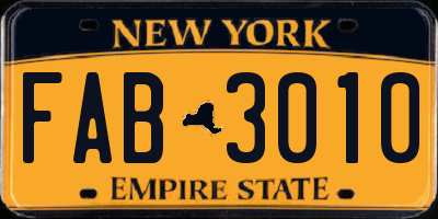 NY license plate FAB3010