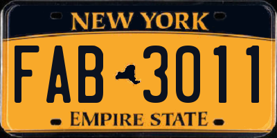 NY license plate FAB3011