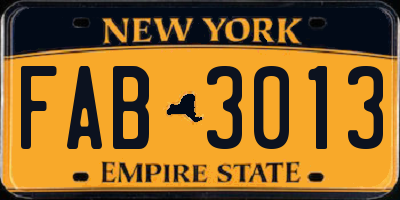 NY license plate FAB3013