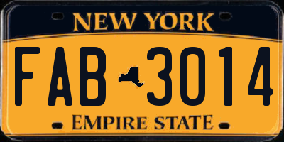 NY license plate FAB3014