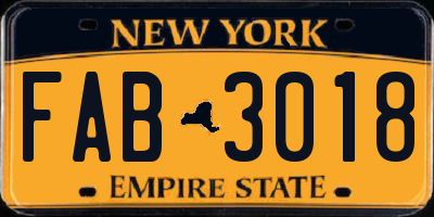 NY license plate FAB3018