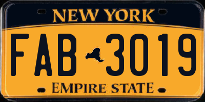 NY license plate FAB3019