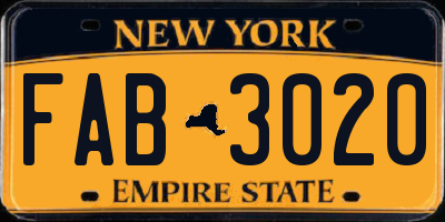 NY license plate FAB3020