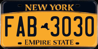 NY license plate FAB3030