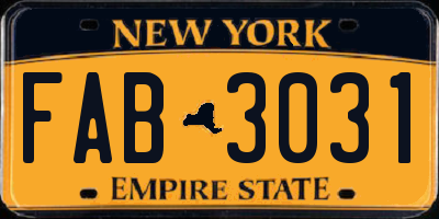 NY license plate FAB3031