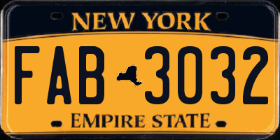 NY license plate FAB3032