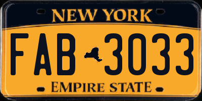 NY license plate FAB3033