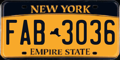 NY license plate FAB3036