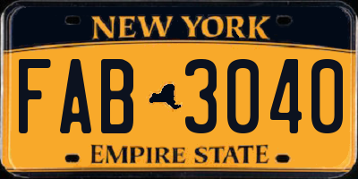 NY license plate FAB3040