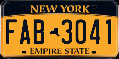 NY license plate FAB3041