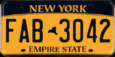 NY license plate FAB3042