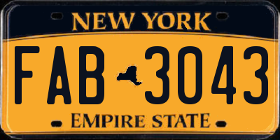 NY license plate FAB3043