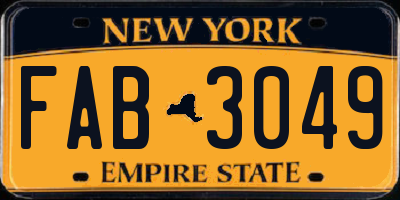 NY license plate FAB3049