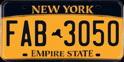 NY license plate FAB3050