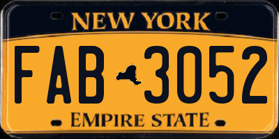 NY license plate FAB3052