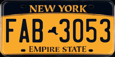 NY license plate FAB3053