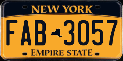 NY license plate FAB3057