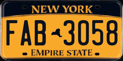 NY license plate FAB3058