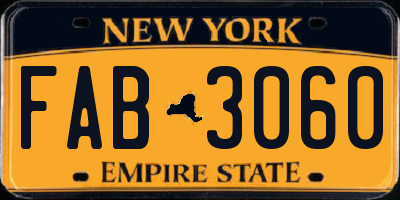 NY license plate FAB3060