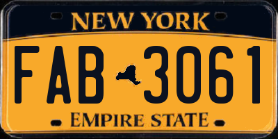 NY license plate FAB3061