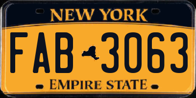 NY license plate FAB3063