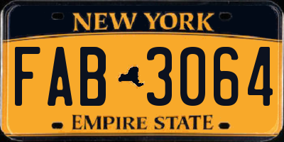 NY license plate FAB3064