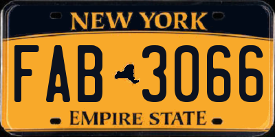 NY license plate FAB3066