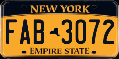 NY license plate FAB3072