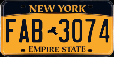 NY license plate FAB3074