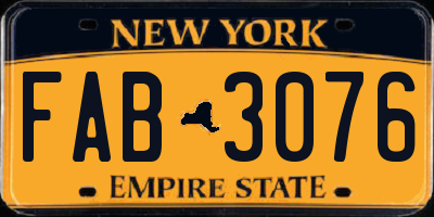 NY license plate FAB3076